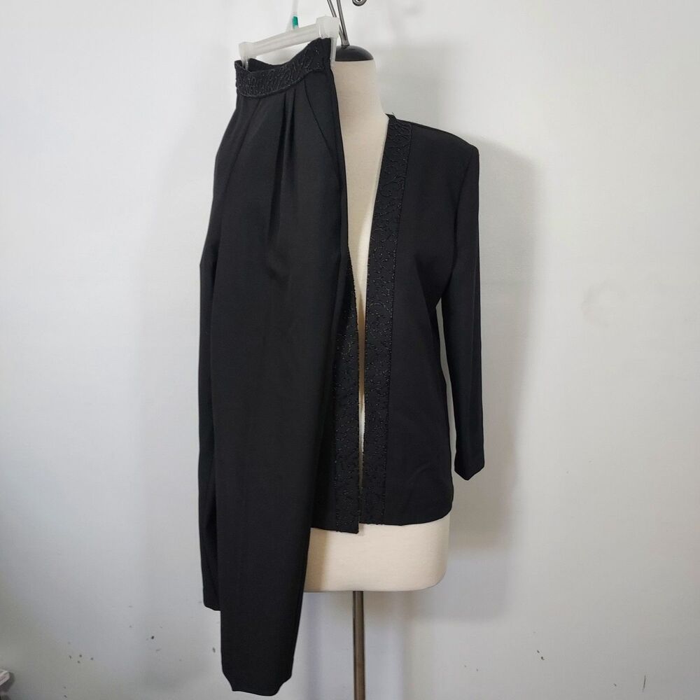 CASABLANCA Womens Size 8 Pants Sz 6 Jacket Set Black Beaded Formal Business Poly